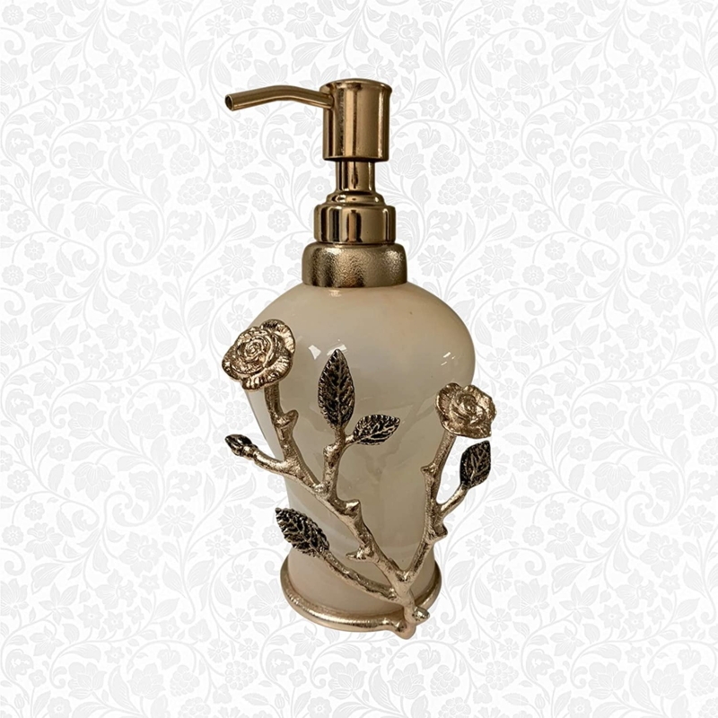 Vintage Rose Designer Brass Soap Dispenser