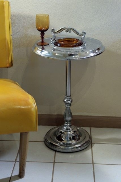 Vintage Silver Standing Ashtray Side Table