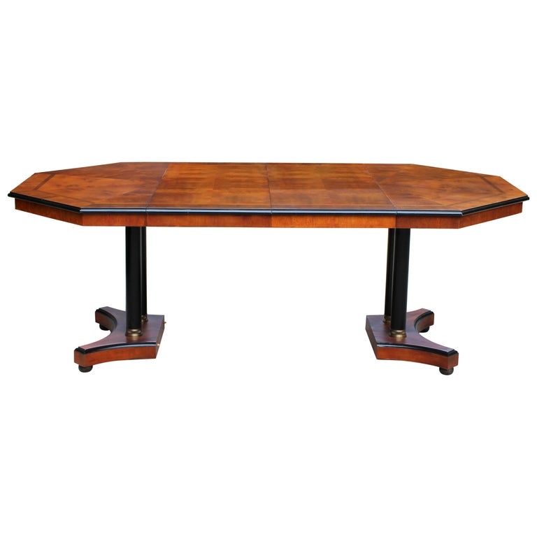Vintage Wood Octagon Expandable Dining Table with 2 Leaves Century ...