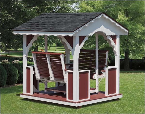 Vinyl and Poly-Lumber Gable Gazebo Swing Outdoors