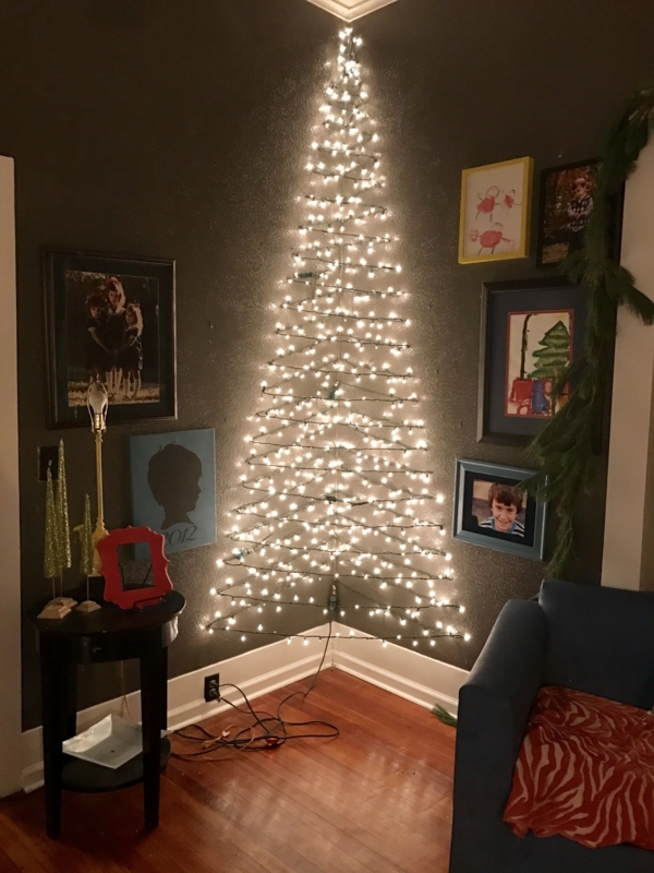Wall Mounted String Light Christmas Tree Decor