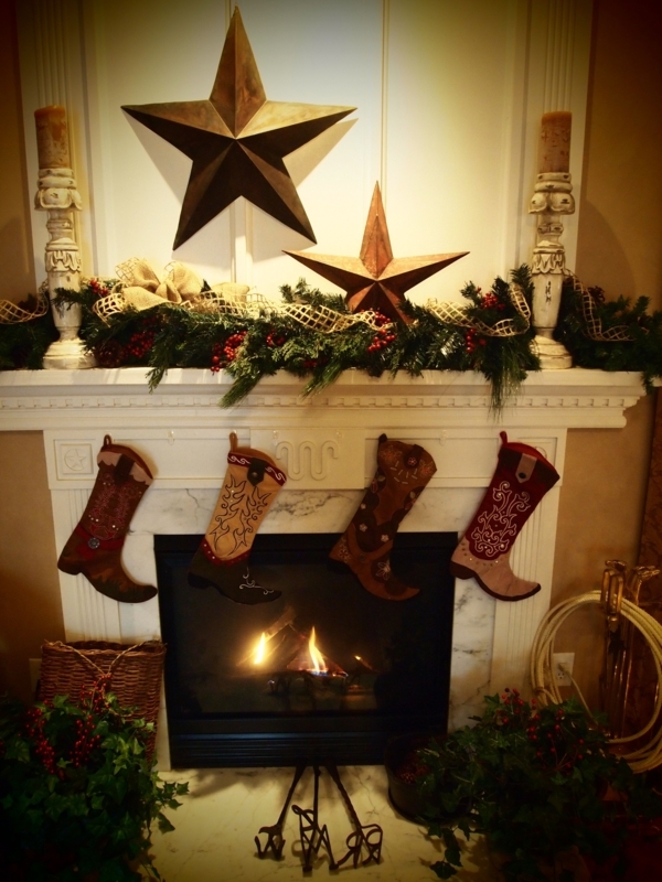 Western Cowboy Themed Christmas Mantel Decorations