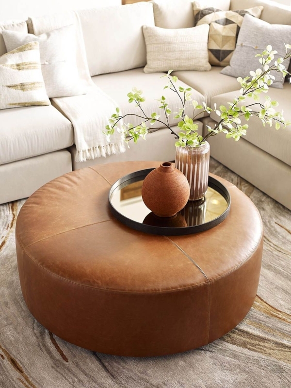 When to use a round ottoman + my favorite ones! | Leather ottoman ...
