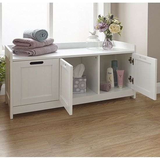 White Bathroom Storage Bench  Everything Bathroom