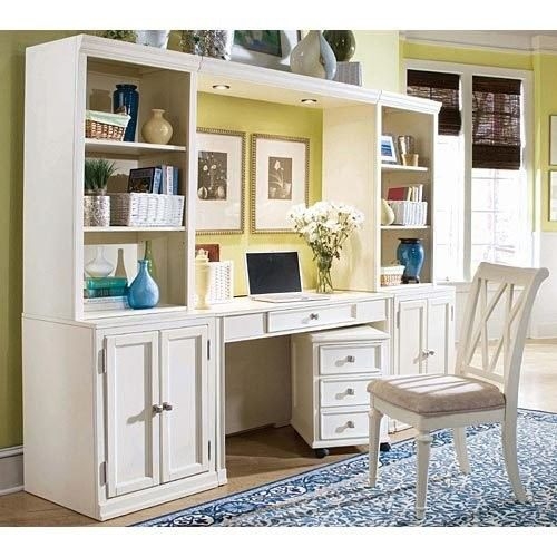 White Camden Light Desk with Built-In Storage Shelves