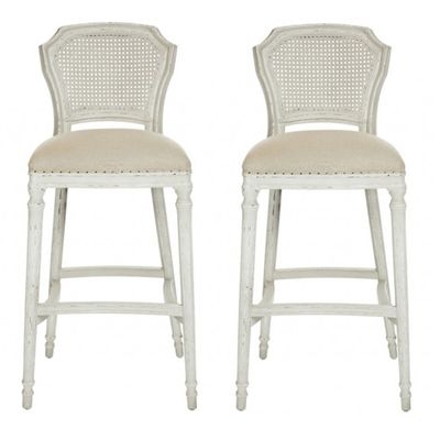 White Cane Back Bar Stools for French Country Kitchens