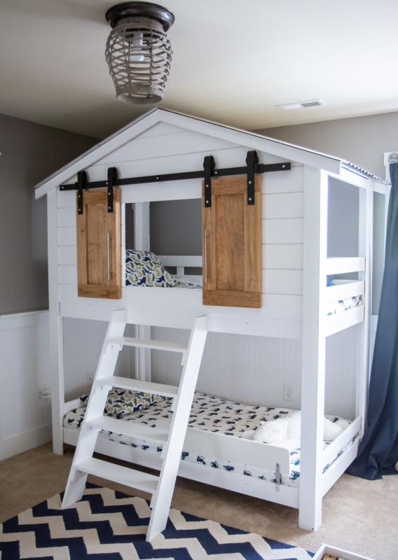 White Treehouse Style DIY IKEA Bunk Bed
