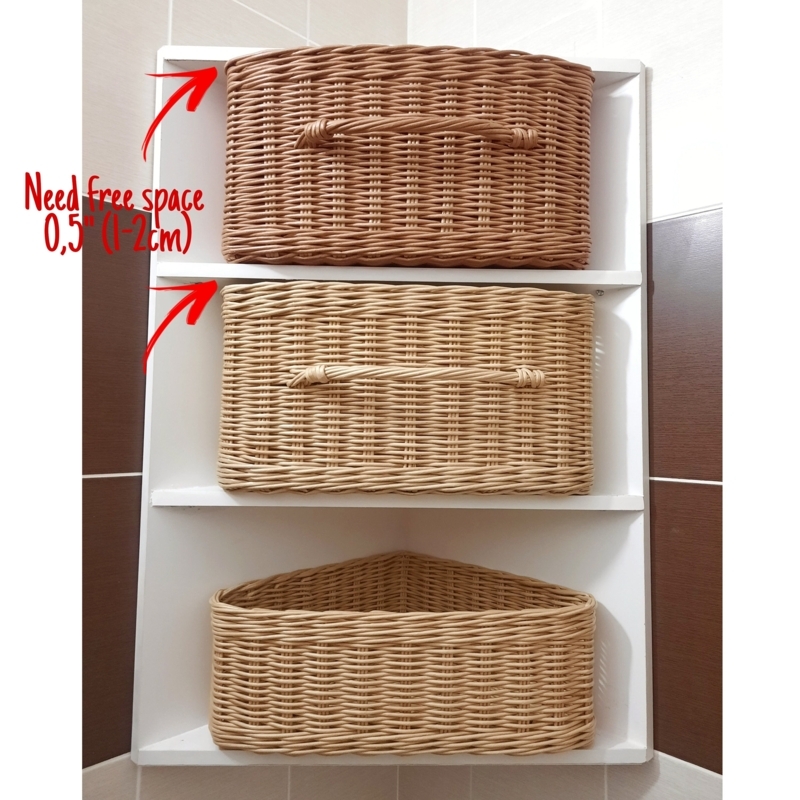 Wicker Triangle Corner Storage Baskets with Handles