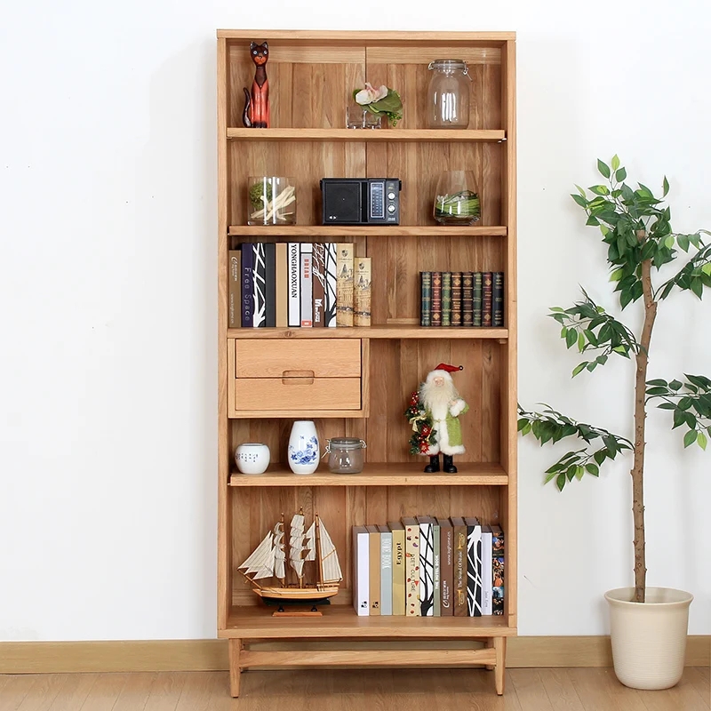 Wild Oak White Oak Wood Bookshelf Cabinet
