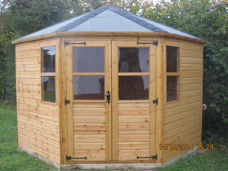 Wooden Corner Summerhouse with Double Doors