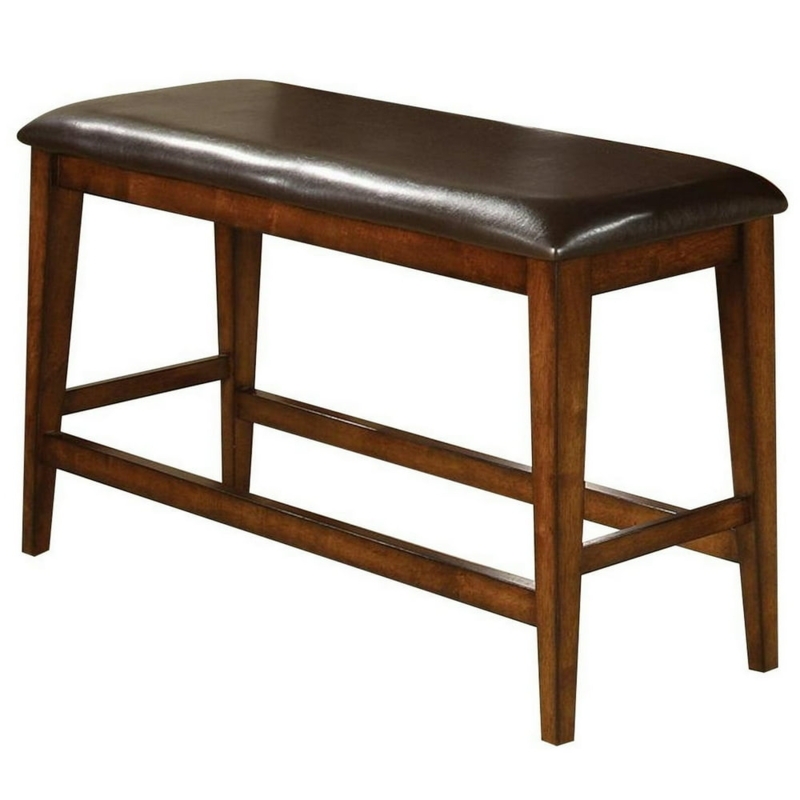 Wooden Counter Height Bench with Leatherette Seat