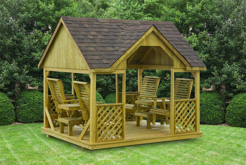 Wooden Gazebo Swing with Roof for Outdoor Relaxation