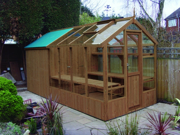 Wooden Greenhouse and Garden Shed Combination