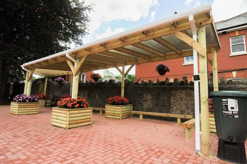 Wooden Pergola with Clear Polycarbonate Roof