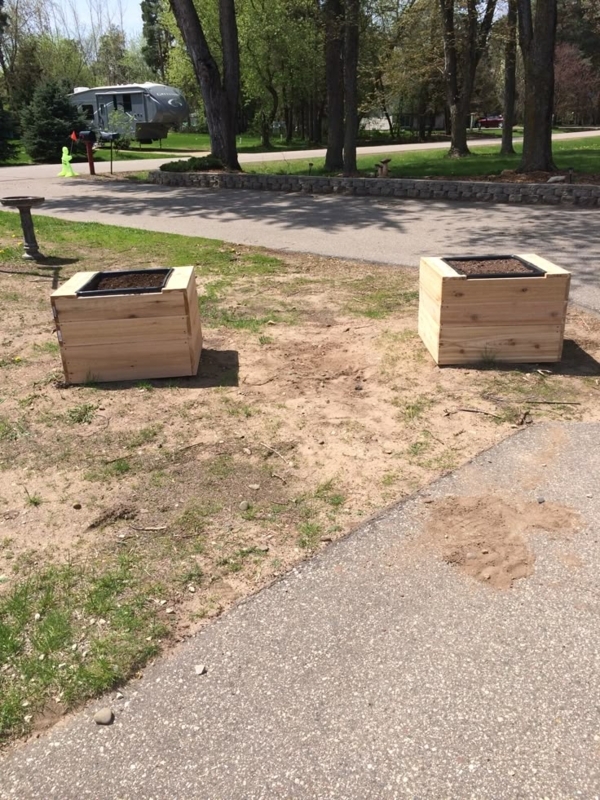 Wooden Planter Boxes Concealing Septic Tank Covers