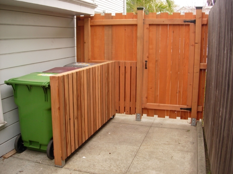 Wooden Privacy Fence for Outdoor Trash Bin Storage