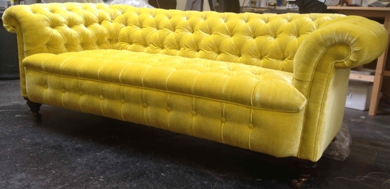 Yellow Velvet Chesterfield Sofa with Timeless Charm