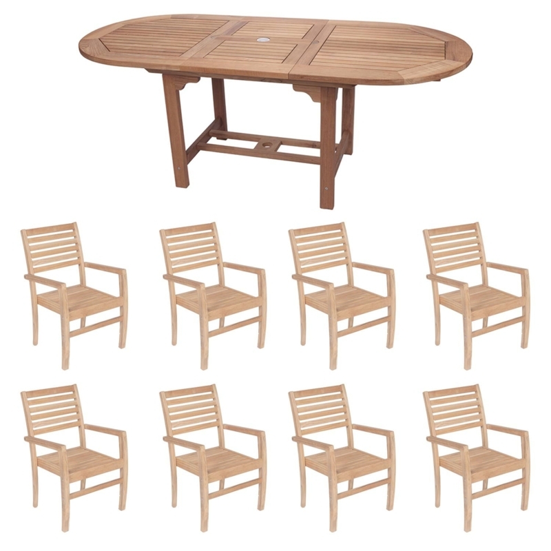 120 Inch Wooden Outdoor Dining Table Set