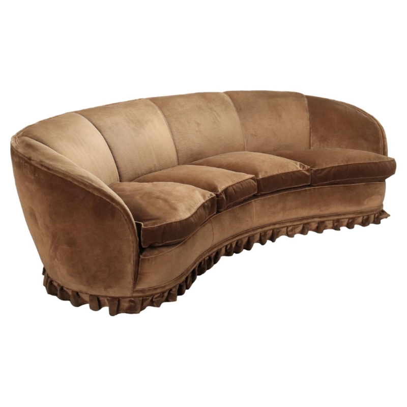 1950s French Rounded Half Moon Sofa Vintage Design