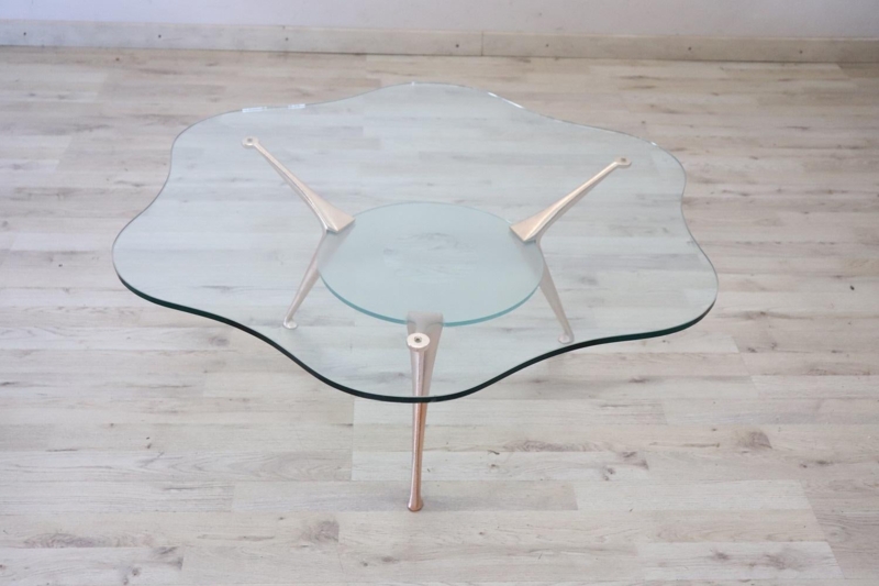 1970s Italian Flower-Shaped Glass Coffee Table
