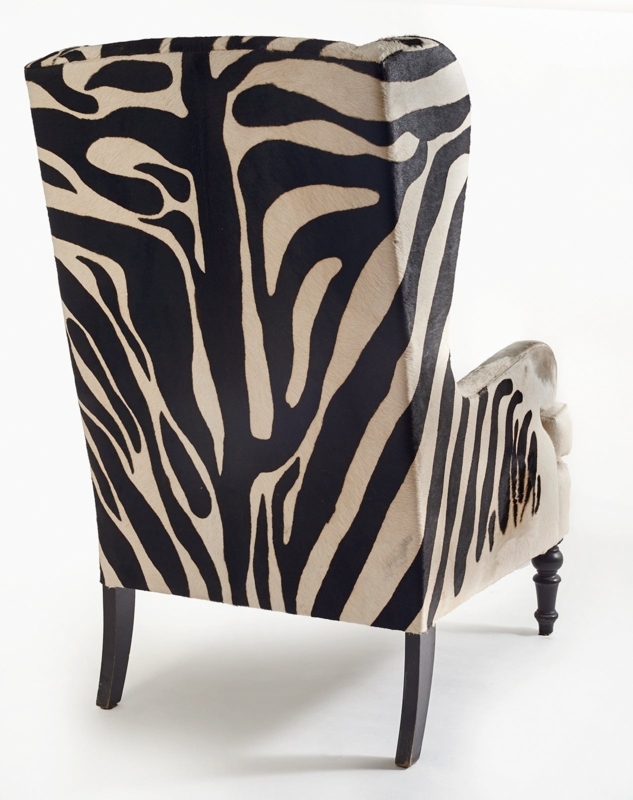 20th Century Faux Zebra Wingback Chairs at 1stDibs