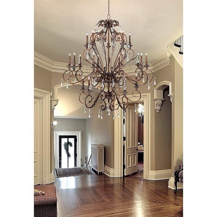Acanthus Bronze Crystal Chandelier in Elegant Entryway