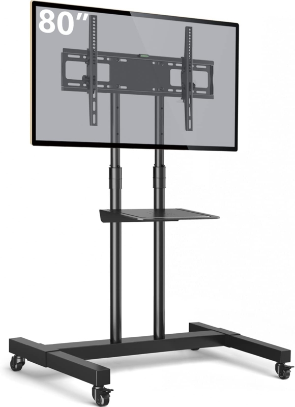 Adjustable Mobile TV Stand with Locking Wheels