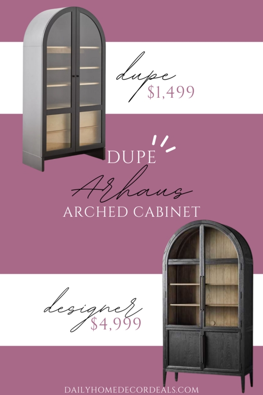 Affordable Arhaus Hattie Glass Arched Cabinet Dupe