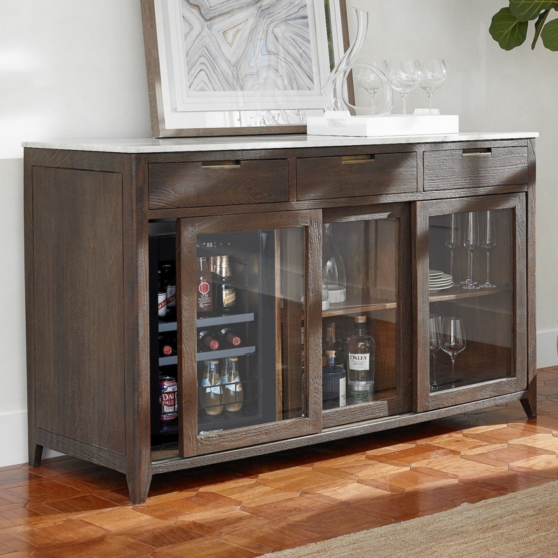 Amador Glass Door Wine Credenza with Storage