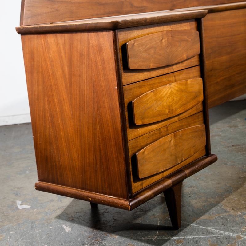 American Walnut Modern Queen Size Headboard + Built In Nightstands ...