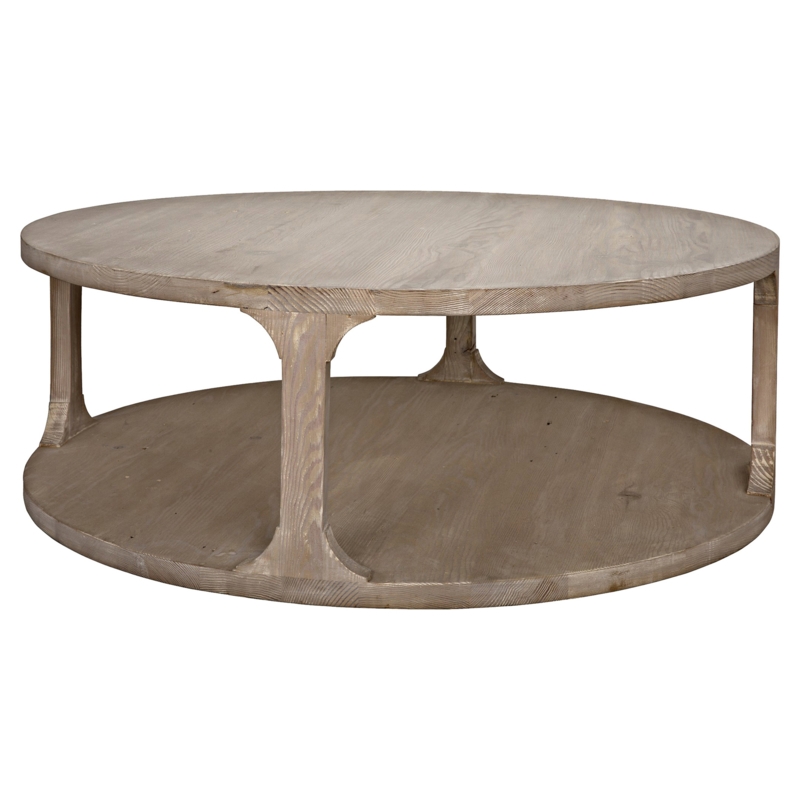 Andre Coastal Grey Washed Reclaimed Wood Round Coffee Table