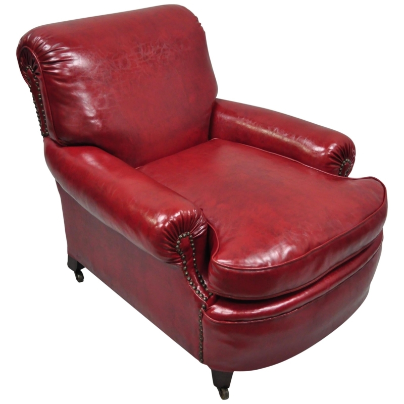 Antique Burgundy Red Faux Leather Club Chair