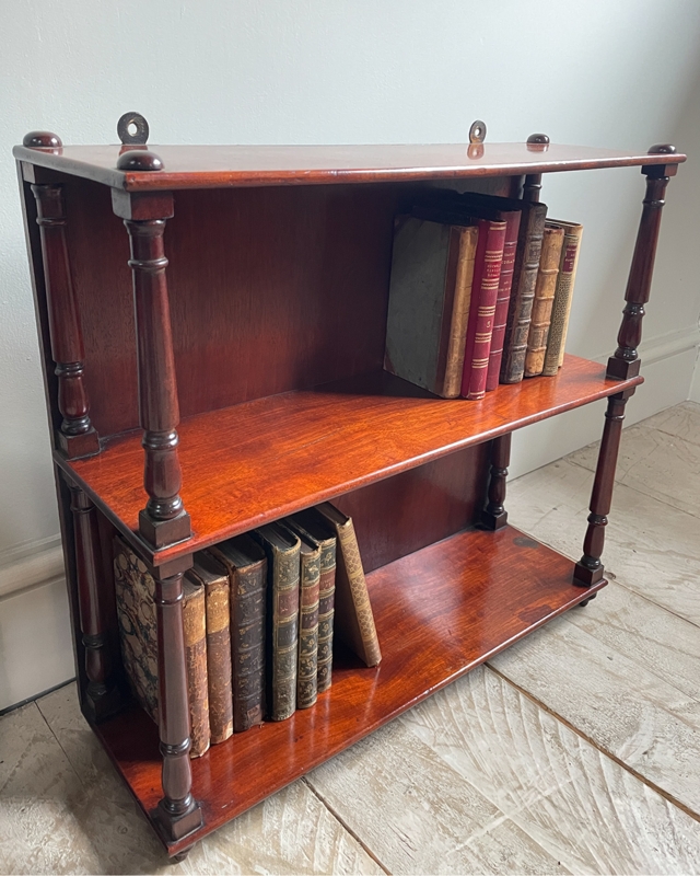Antique Mahogany Wall Shelves with Classic Books