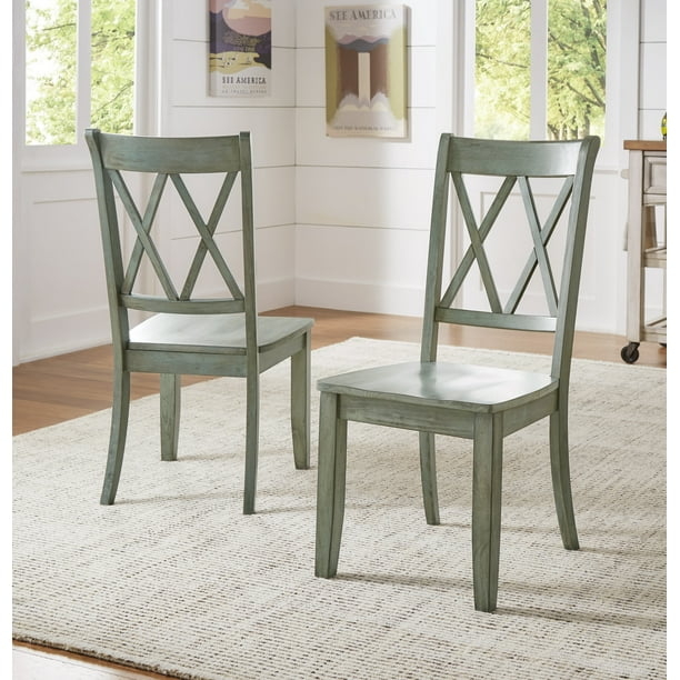 Antique Sage Green Farmhouse Dining Chairs Set