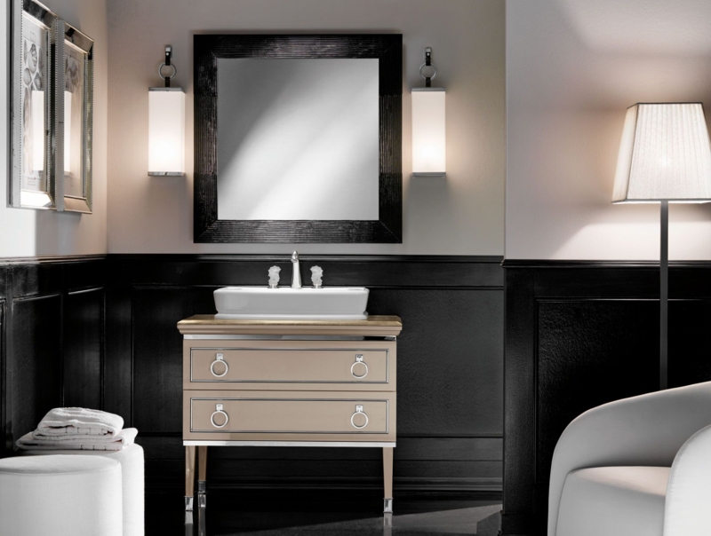 Art Deco Bathroom Vanity with Modern Lighting