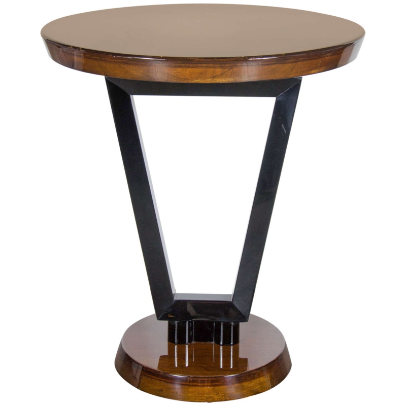 Art Deco Black Lacquer and Wood Side Table