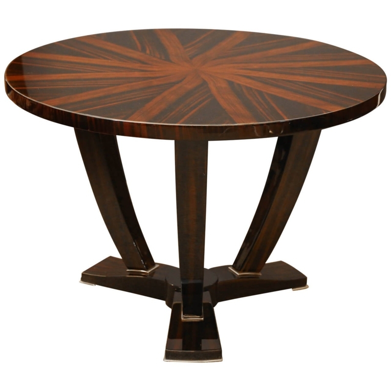 Art Deco French Walnut Round Side Table