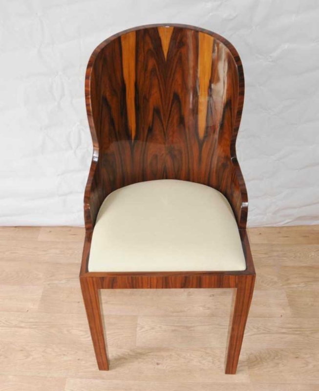 Art Deco Rosewood Dining Chair with Cream Seat