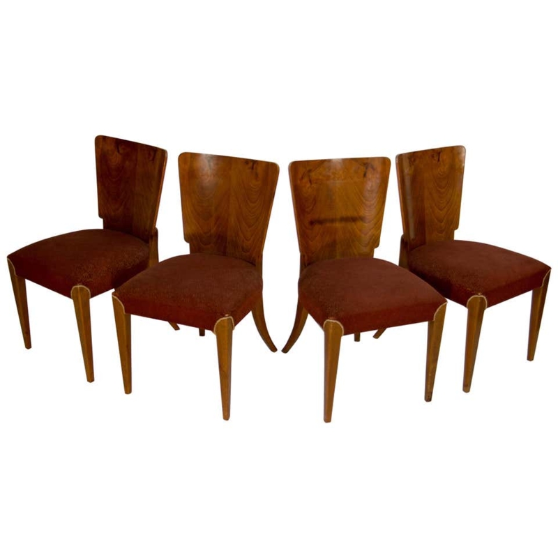 Art Deco Wooden Dining Chairs by Jindrich Halabala