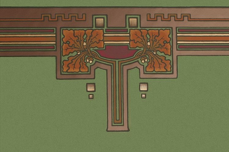 Arts & Crafts Style Wallpaper Border & Frieze | Oak Leaf in Forest ...