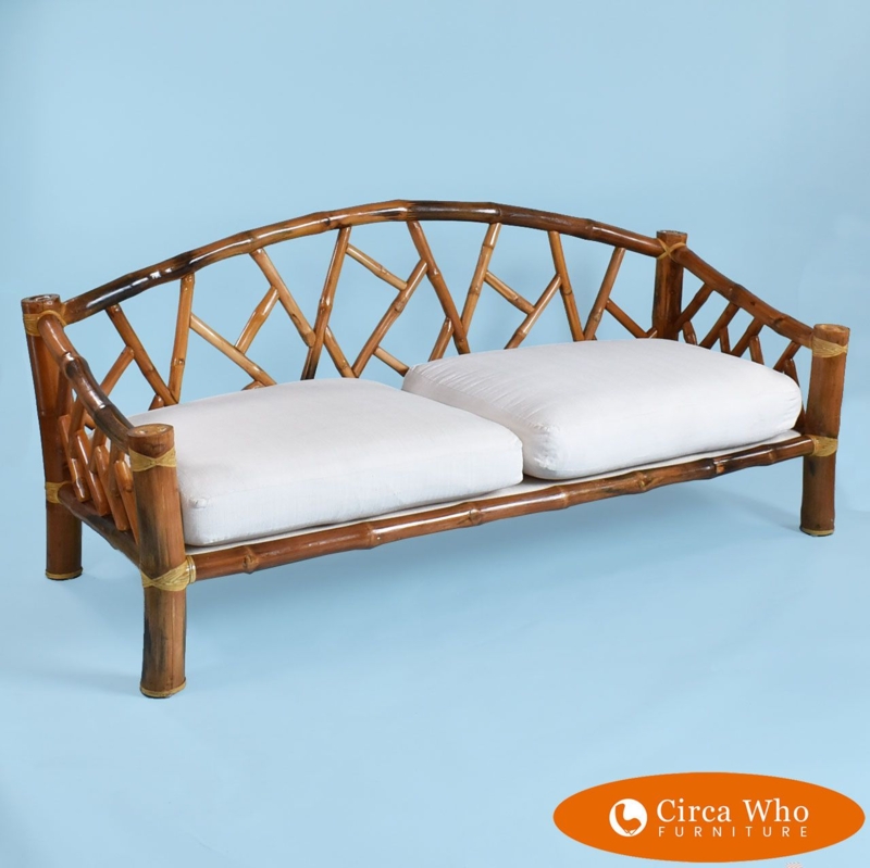 Bamboo Frame Sofa with White Cushions