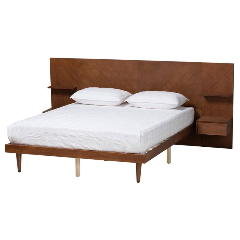 Baxton Studio Brown Wood Queen Platform Bed with Storage