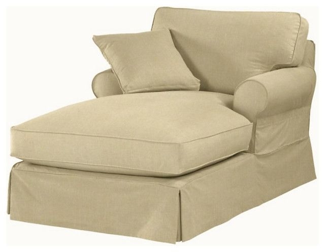 Beige Indoor Chaise Lounge Slipcover