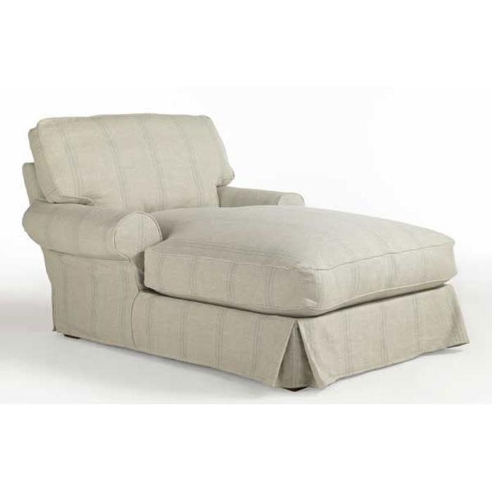 Beige Slipcovered Chaise Lounge Sofa Design