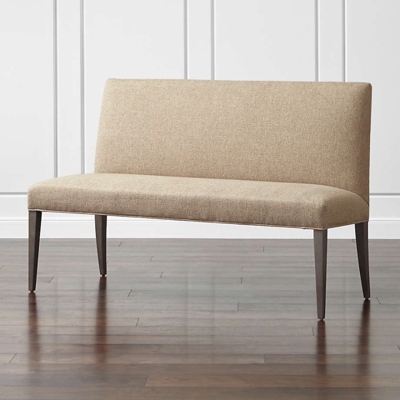 Beige Upholstered Medium Dining Banquette Bench