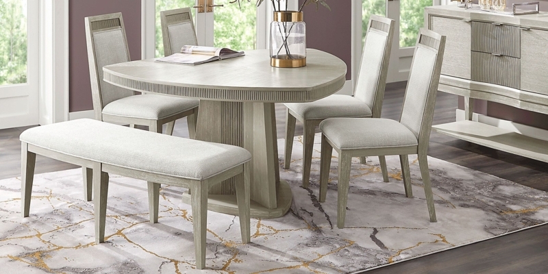 Bellante Gray Triangle Dining Table with Upholstered Seating