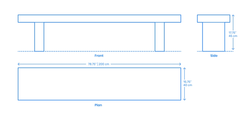 Bench Dimensions and Technical Drawing Details