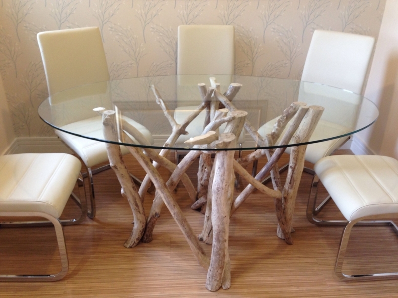 Bespoke Driftwood Dining Table with Glass Top