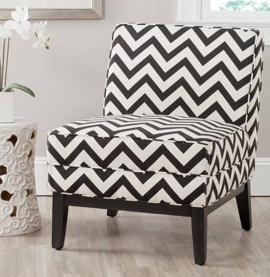 Black and White Chevron Pattern Accent Chair