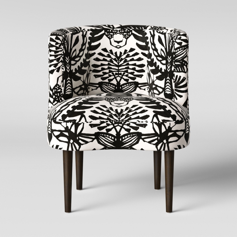 Black and White Curved Back Accent Chair